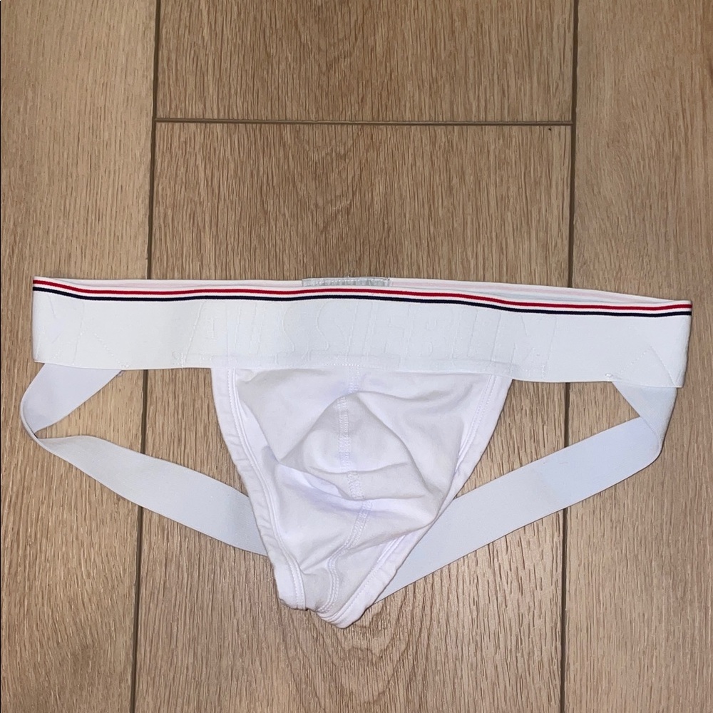 NWOT White Aussiebum Cotton Jockstrap with Red and Black Trim